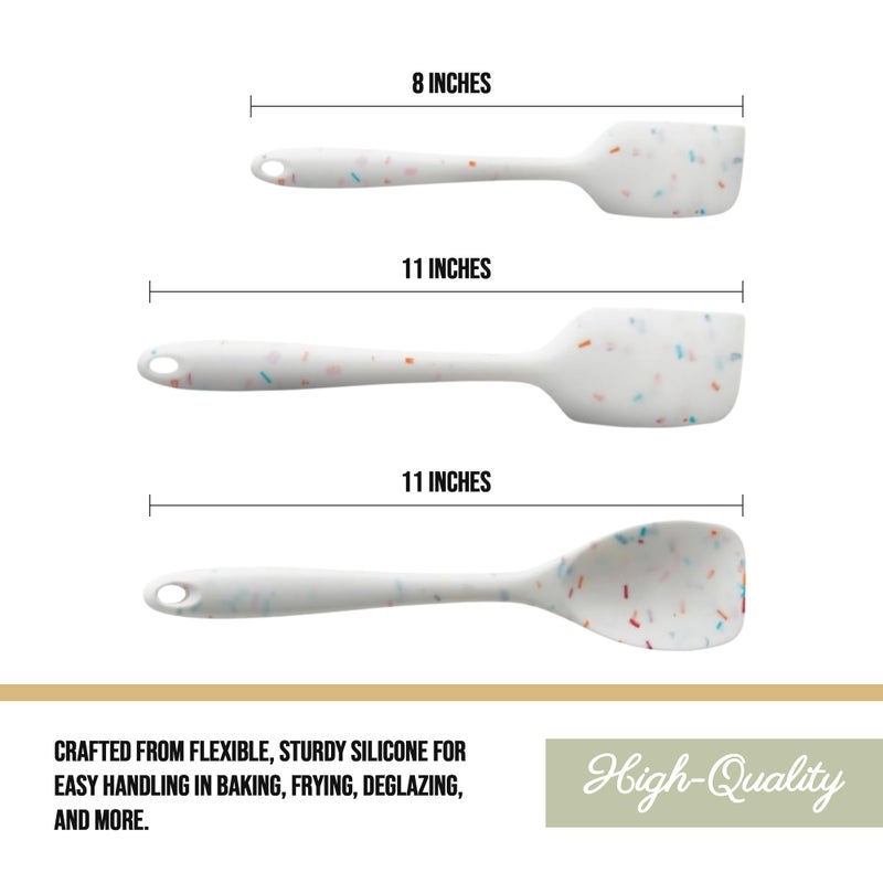 Trudeau Confetti Silicone Utensil Set â€“ 11" Spatula, 11" Spoonula & 8" Small â€“ Reinforced hybrid flexible silicone, BPA-free, heat resistant to 428Â°F, ergonomic & dishwasher safe. - Image 3